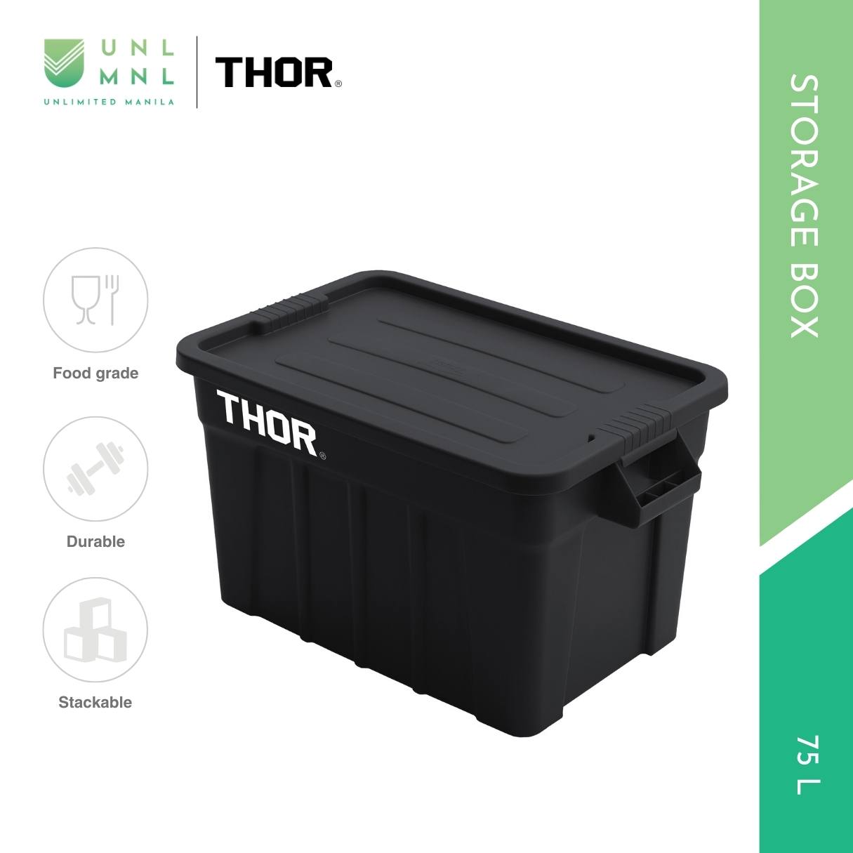 THOR 75L Stackable Storage Box with Lid