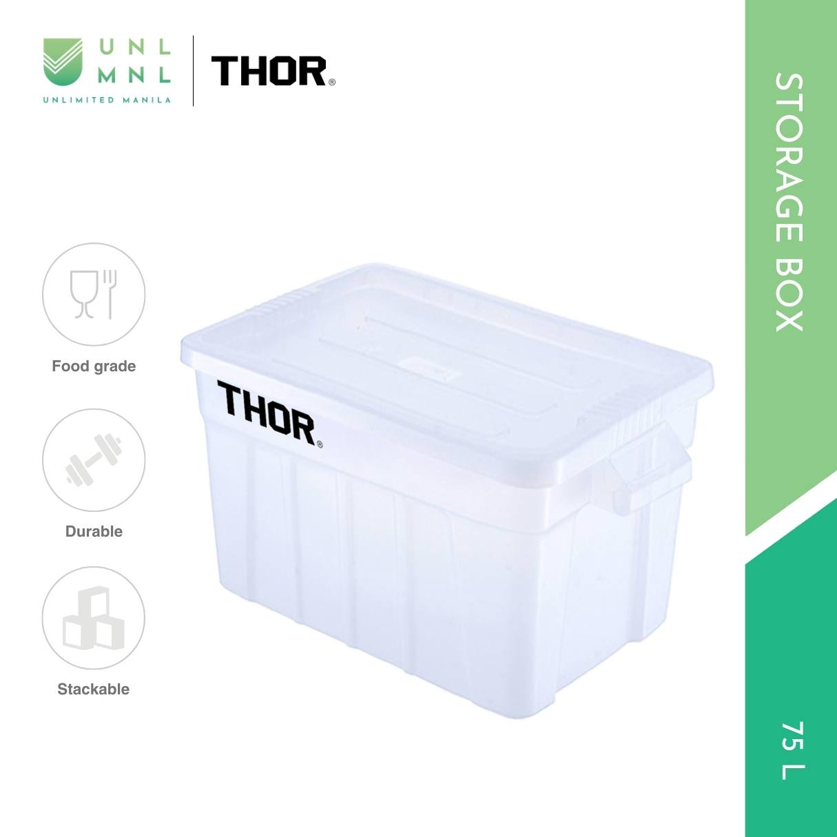 THOR 75L Stackable Storage Box with Lid