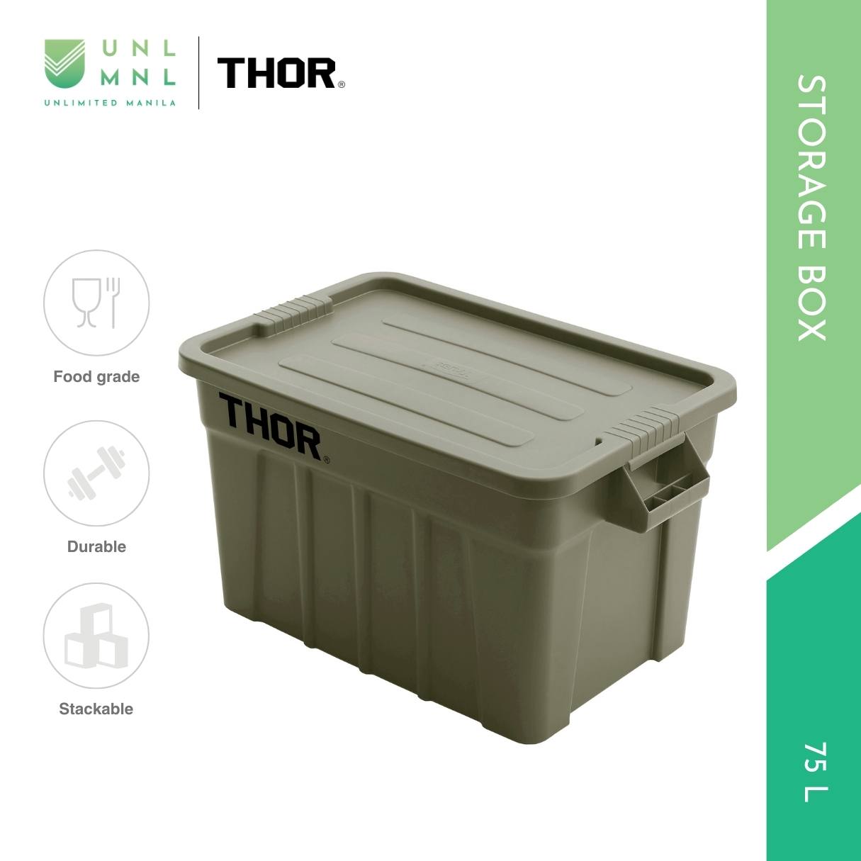 THOR 75L Stackable Storage Box with Lid