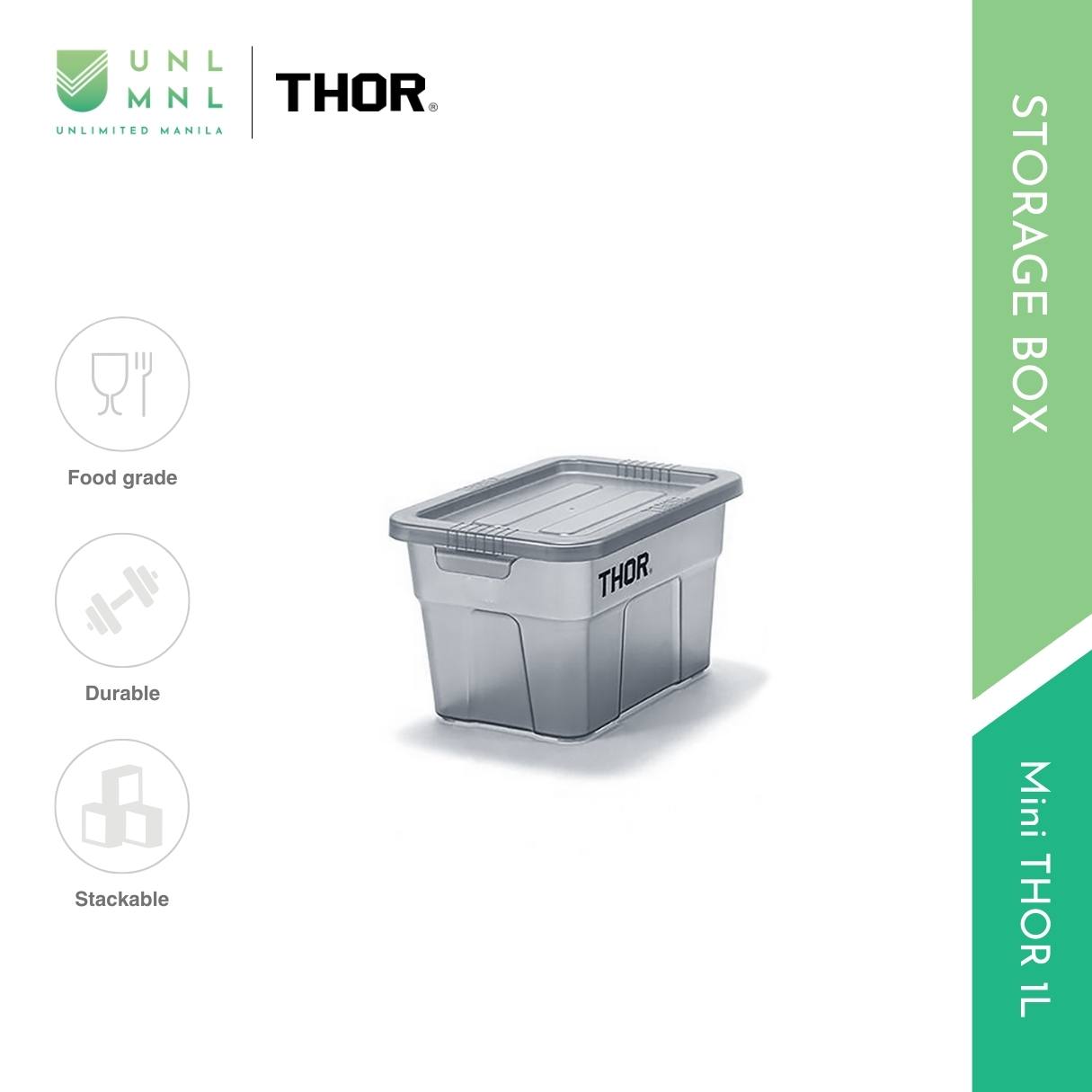 1L Smoke Series - Mini THOR Stackable Storage Box with Lid