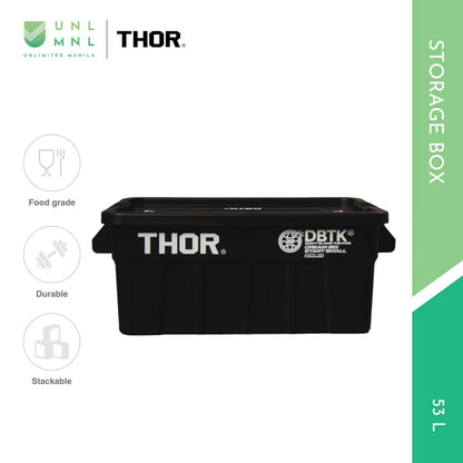 THOR 53L Stackable Storage Box with Lid Black - DBTK Collaboration